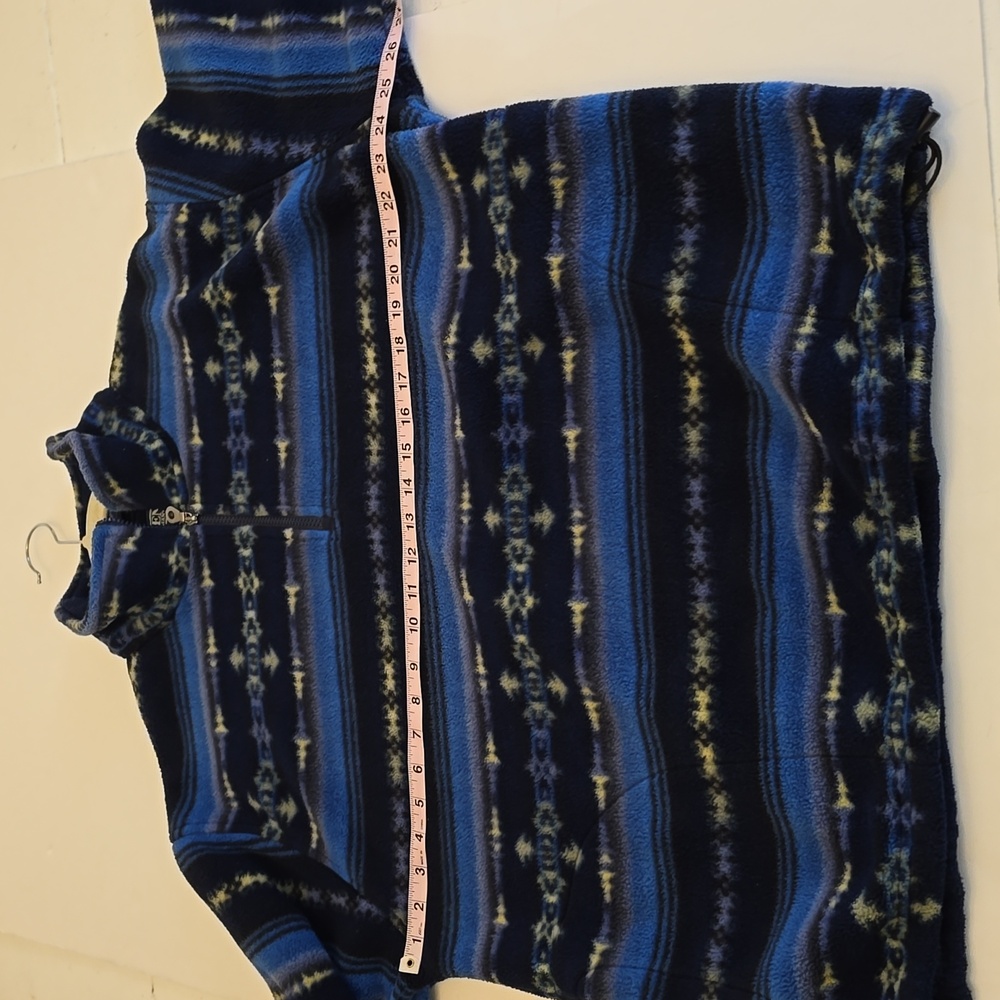 Lands' End Men's Pull over 1/4 Zip Polartech Sweater Print Blue Green Size Large - Picture 15 of 16